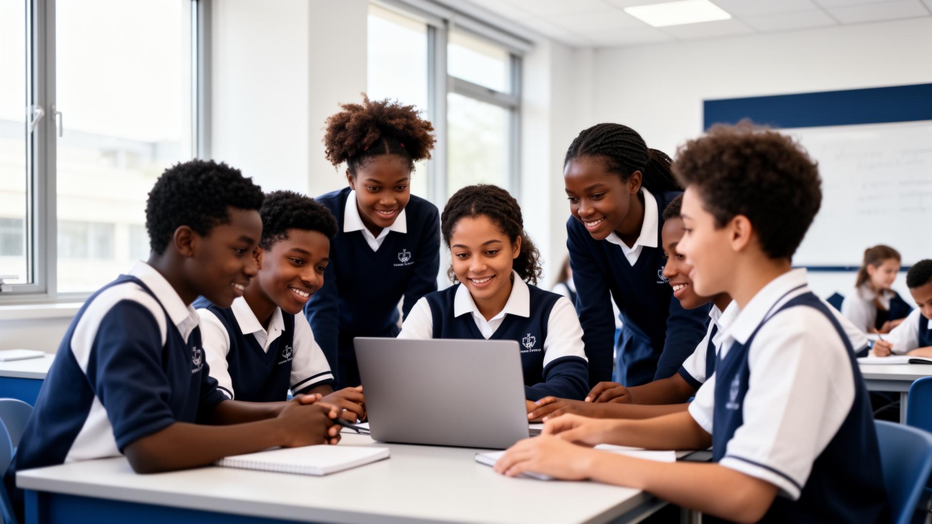Alunos numa sala de aula moderna